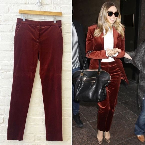 The Row || Velvet Pants Rust Orange Red Elizabeth Olsen Size 0