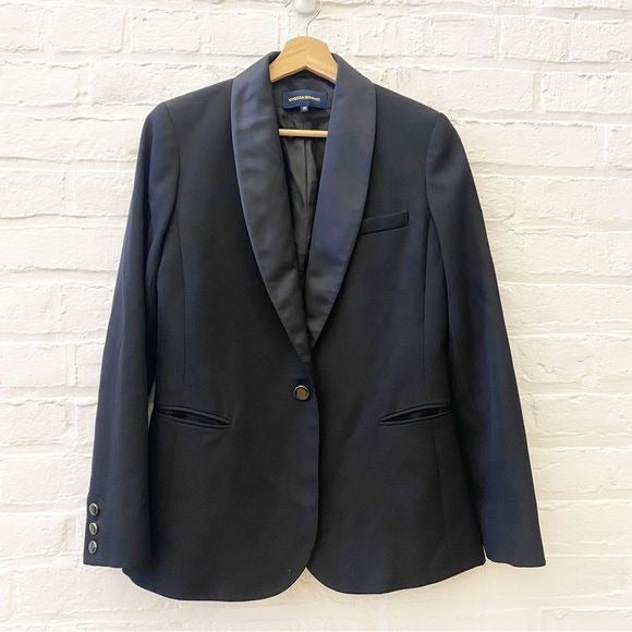 Vanessa Seward || Tuxedo Satin Lapel Blazer Black 38 6