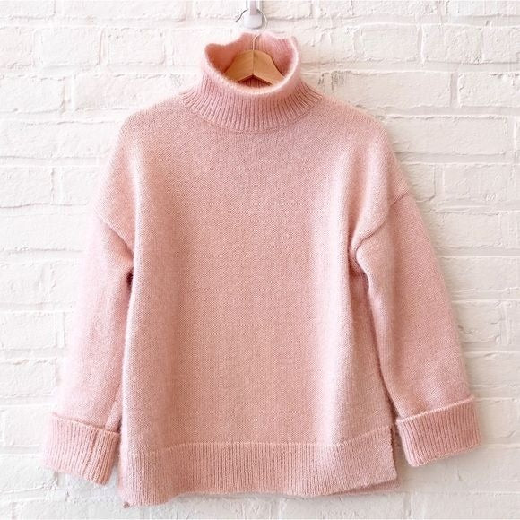 Kate Spade || Shimmer Tinsel Turtleneck Sweater Holiday Party Blush Pink Small