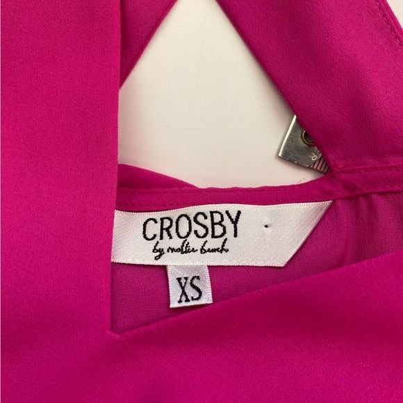 CROSBY by Mollie Burch || Evan Cross Back Mini Dress in Mollie Pink Fuchsia XS