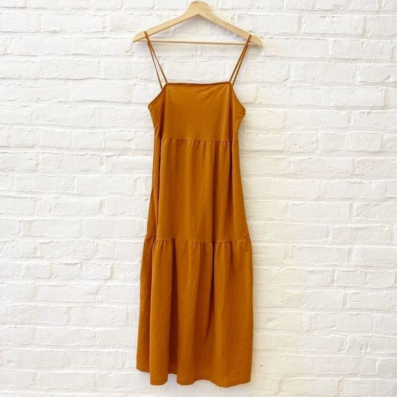 Zara || Strappy Tank Tiered Sundress Midi Orange Small