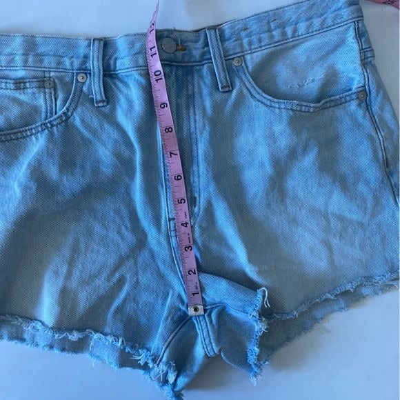 Madewell || Relaxed Denim Shorts Light Wash Cutoffs Raw Hem Blue 30