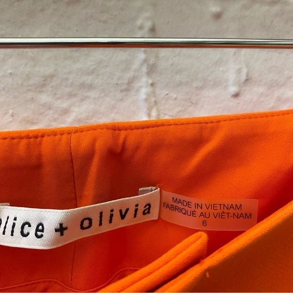 Alice + Olivia || Lorinda Super High Waist Ankle Pants Flare Trouser Orange 6