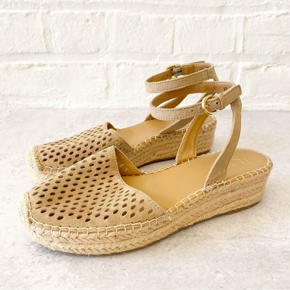 Franco Sarto || Lariza Perforated Espadrille Platform Sandal Perforated Tan 6