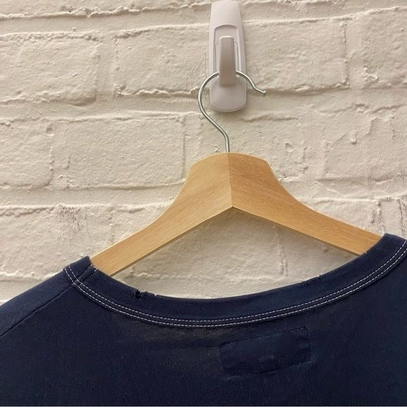 THE GREAT. || Boxy Tee T-Shirt Top Asymmetrical Hem Navy Size 2 Medium