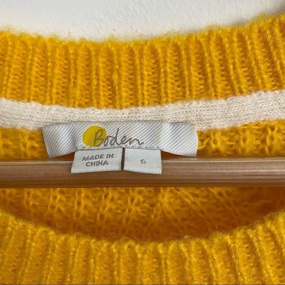 Boden || Hadley Pointelle Mohair Blend Sweater Happy Golden Yellow Small