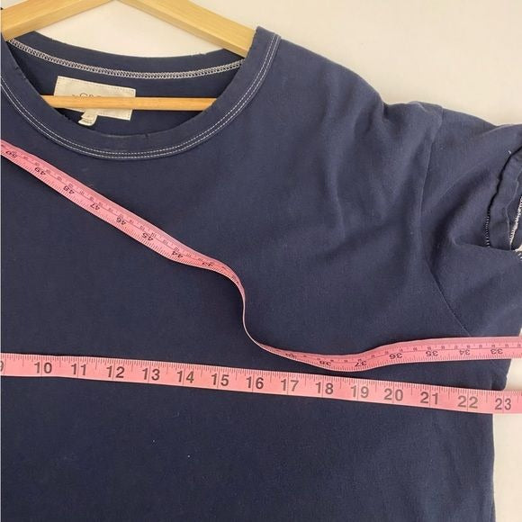 THE GREAT. || Boxy Tee T-Shirt Top Asymmetrical Hem Navy Size 2 Medium