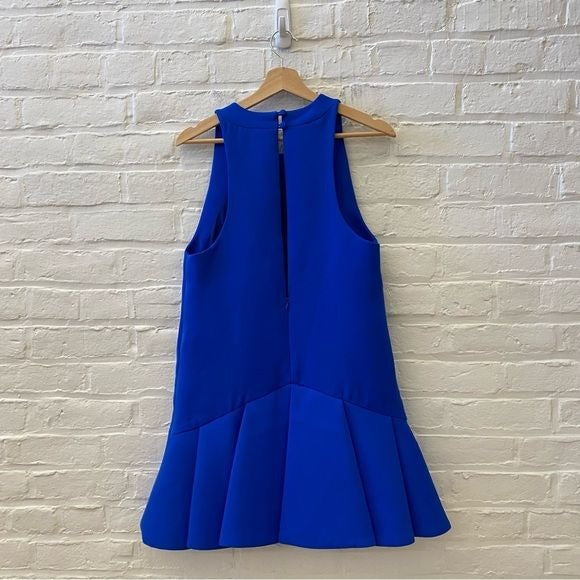 C/Meo || Cameo Why Ask Drop Waist Pleated Mini Dress Cobalt Royal Blue Large