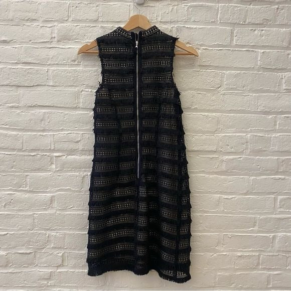 J. Crew || Fringe Lace Shift Dress Black 00 Party 1920s Deco Flapper