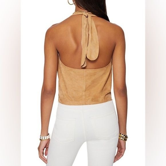 Ramy Brook || Mellie Suede Halter Top Tan Small NWT