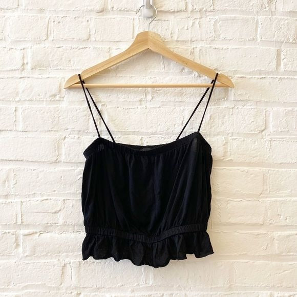 Reformation || Lilliana Top Peplum Ruffle Tank Black Small