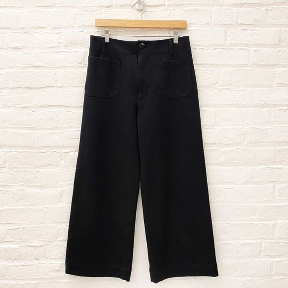 Anthropologie || Maeve Colette Cropped Wide-Leg Ponte Pants Black 30