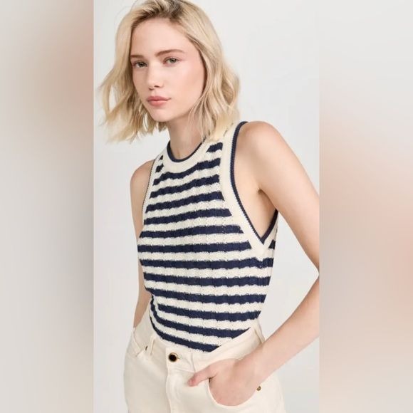 Veronica Beard || Jerrel Knit Tank in Navy Ivory White Stripe Medium NWT