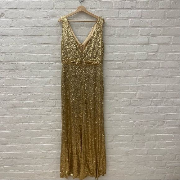 Revelry || Bijou Sequin Bridesmaid Formal Maxi Dress Gown in Gold 18