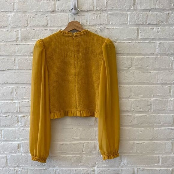 Aritzia || Wilfred Tempest Blouse Smocked Asher Sleeve Yellow Gold Medium