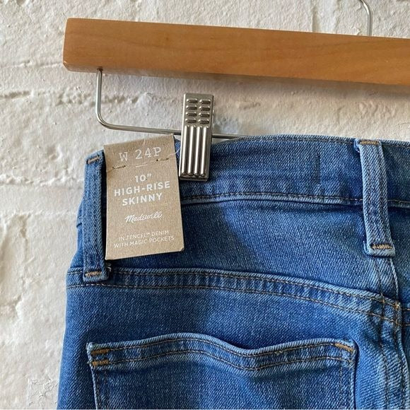 Madewell || 10" High-Rise Skinny Jeans in Dewitt Wash Blue 24P 24 Petite NWT