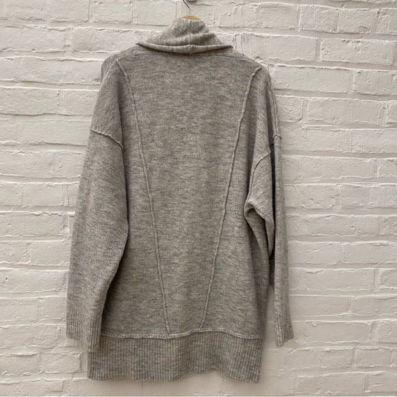 Free People || Eucalyptus Wool Blend Oversized Long Boxy Cardigan Gray Small