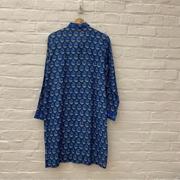 Bella Tu || Lara Block Print Shirtdress Dress Blue Floral Small NWT