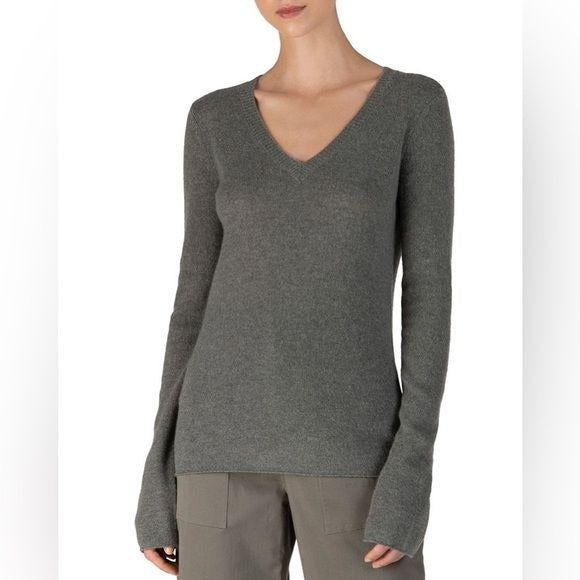 Atm Anthony Thomas Melillo || 100% Cashmere V-Neck Sweater In Safari Green Small