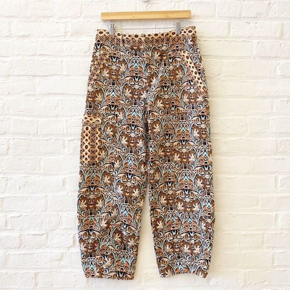 Anthropologie || Corduroy Barrel Pants Tapestry Print 10