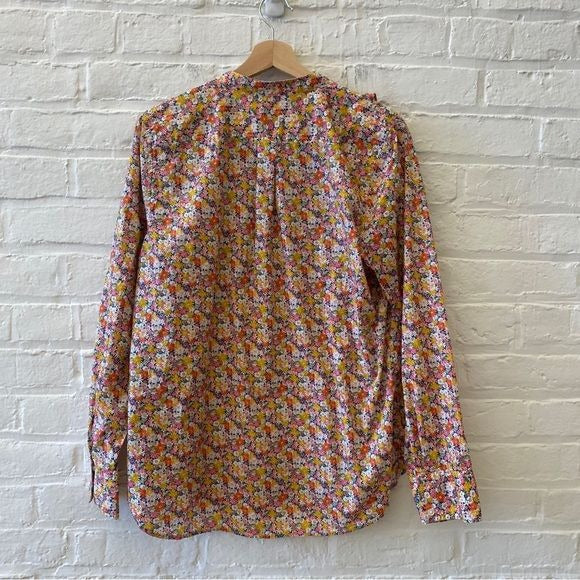 J. Crew || Band-Collar Ruffle-Front Shirt in Liberty Libby Floral Button Down L