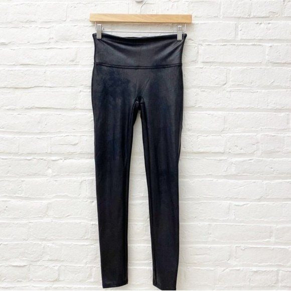 SPANX || Black Faux Leather Leggings Medium Petite