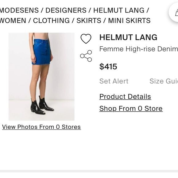 Helmut Lang || Femme High Rise Denim Mini Skirt Overdye Blue 29