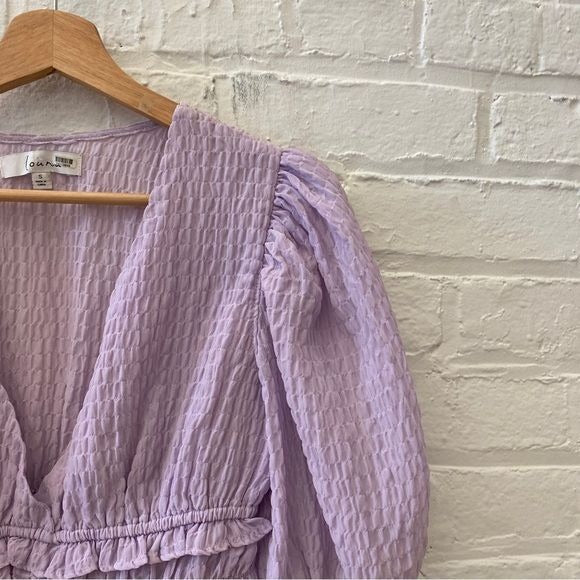 Louna || Puff Sleeve Smocked Top Lavender Purple Small