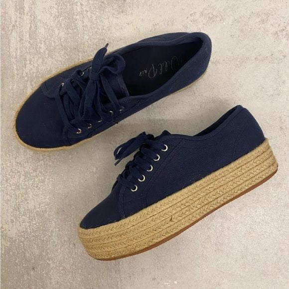 Wild Pair || Sofeya Espadrille Platform Sneakers Navy 9.5