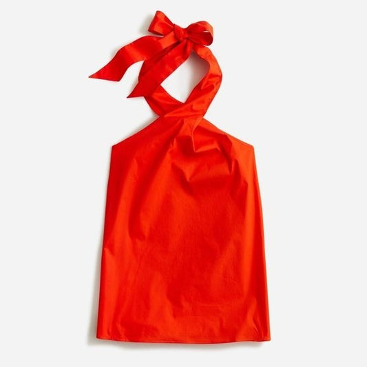 J. Crew || Organic Cotton Poplin Halter Top Red / Orange Small NWT