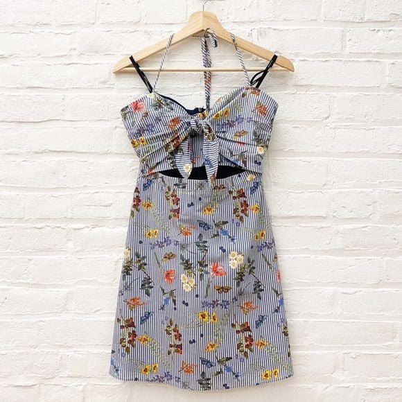 Anthropologie || Bailey 44 English Garden Floral Print Striped Halter Dress 2