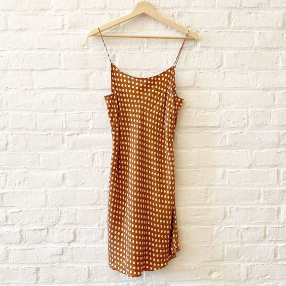 J. Crew || Gwen Cupro-blend Mini Slip Dress Dot Burnished Pecan Brown Orange 4