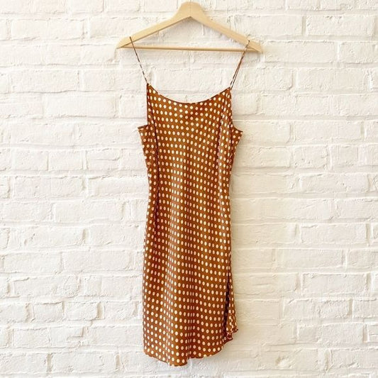 J. Crew || Gwen Cupro-blend Mini Slip Dress Dot Burnished Pecan Brown Orange 4