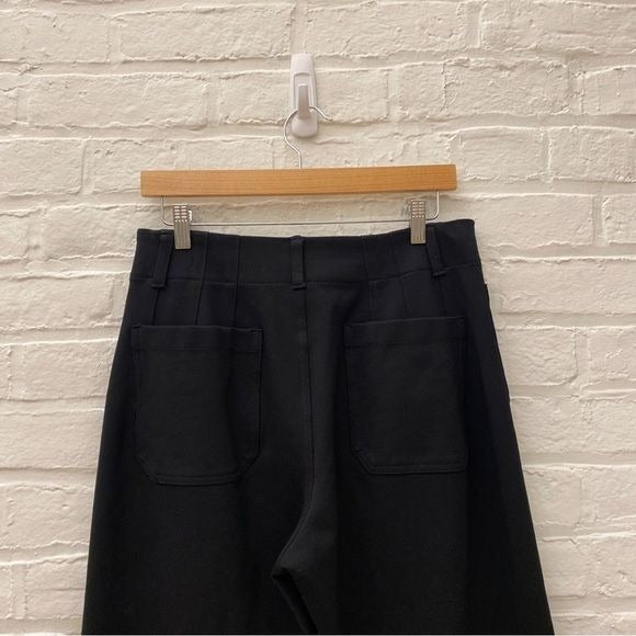 Anthropologie || Maeve Colette Cropped Wide-Leg Ponte Pants Black 30