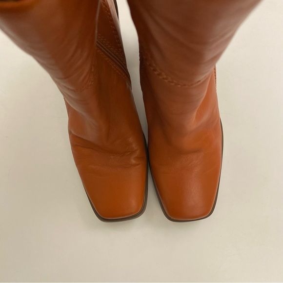 Franco Sarto || Stevie Square Toe Mid Shaft Ankle Boot Bootie Dark Orange Brown