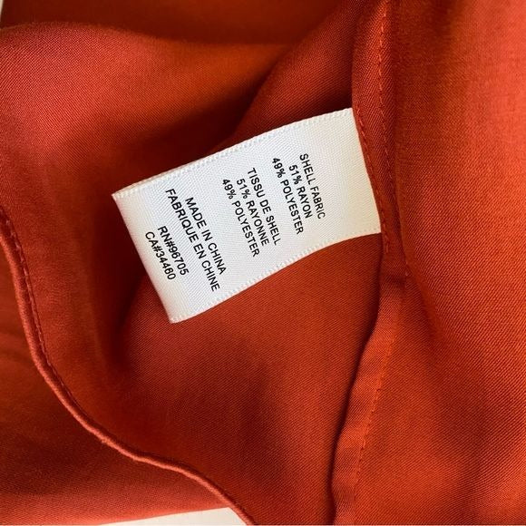 Rebecca Taylor || Sleeveless Satin Twist Top Keyhole Rust Orange 6