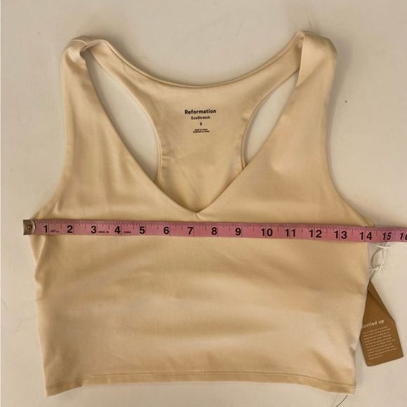 Reformation || Kylen Ecostretch Tank Built in Sports Bra Almond Cream Small NWT