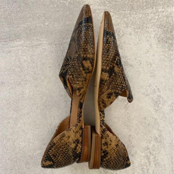 Franco Sarto || Toby D’Orsay Flat Snakeskin Brown 9