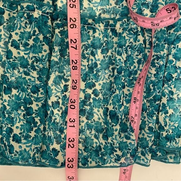 Trixxi || Tiered Floral Mini Dress Smocked Back Teal Large