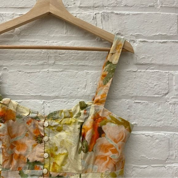 Anthropologie || Maeve Floral Peplum Tank Watercolor Top Medium