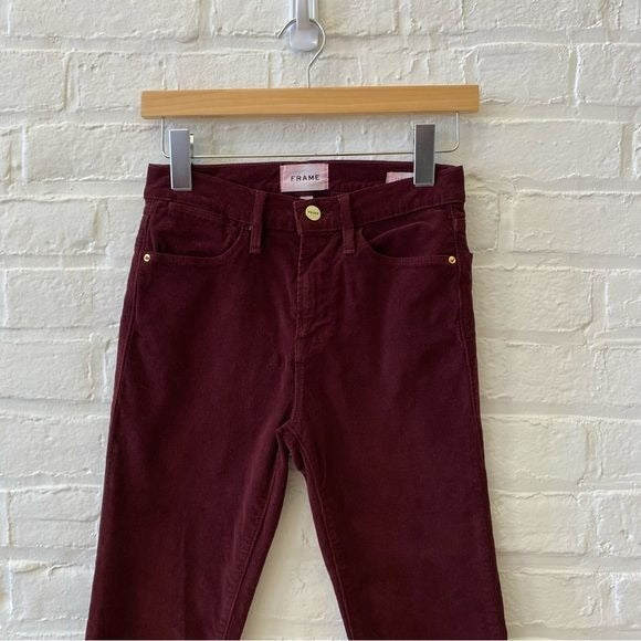 Frame || Le High Skinny Cords Corduroy Bordeaux Burgundy 26