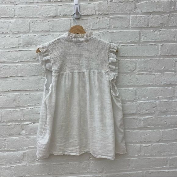 J.Crew || Garden Top in Soft Gauze in White Large