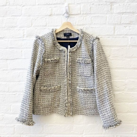 J. Crew || Lady Jacket in Metallic Tweed Braided Blazer Silver 18 NWT