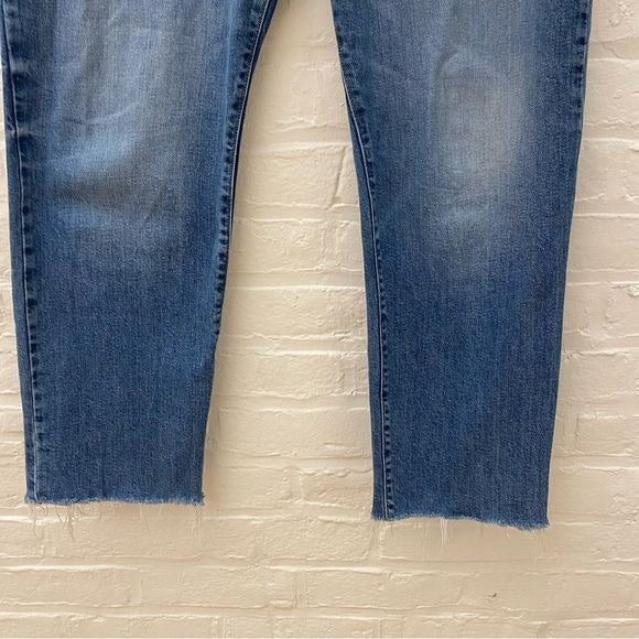 Porter Blue || Rebel Straight Leg Jeans Raw Hem 90s Organic Cotton Blue 32