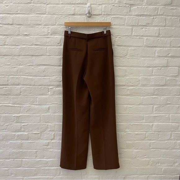 Aritzia || Wilfred The Effortless Pant Pleated Wide Leg Trousers Slacks Brown 4