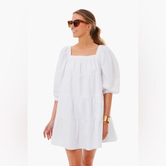 Tuckernuck || Pomander Place Halile Puff Sleeve Tiered Mini Dress White XS