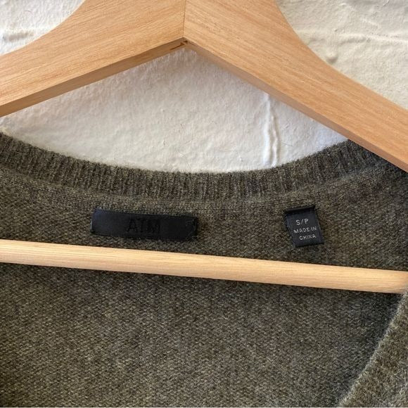 Atm Anthony Thomas Melillo || 100% Cashmere V-Neck Sweater In Safari Green Small