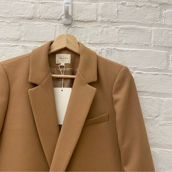 Sezane || Christie Blazer Double Breasted Camel Tan 38 US 6 NWT