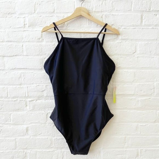 Summersalt || The High Neck One-Piece in Sea Urchin Black 14 NWT