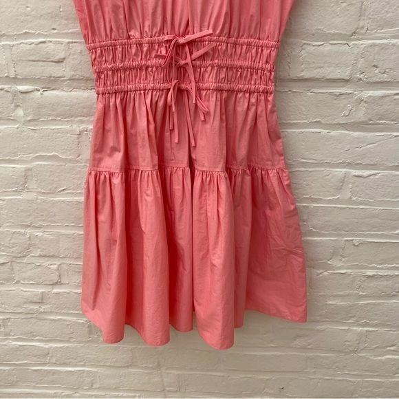 Derek Lam 10 Crosby || Tora Smocked Waist Mini Dress Bows Pink 4